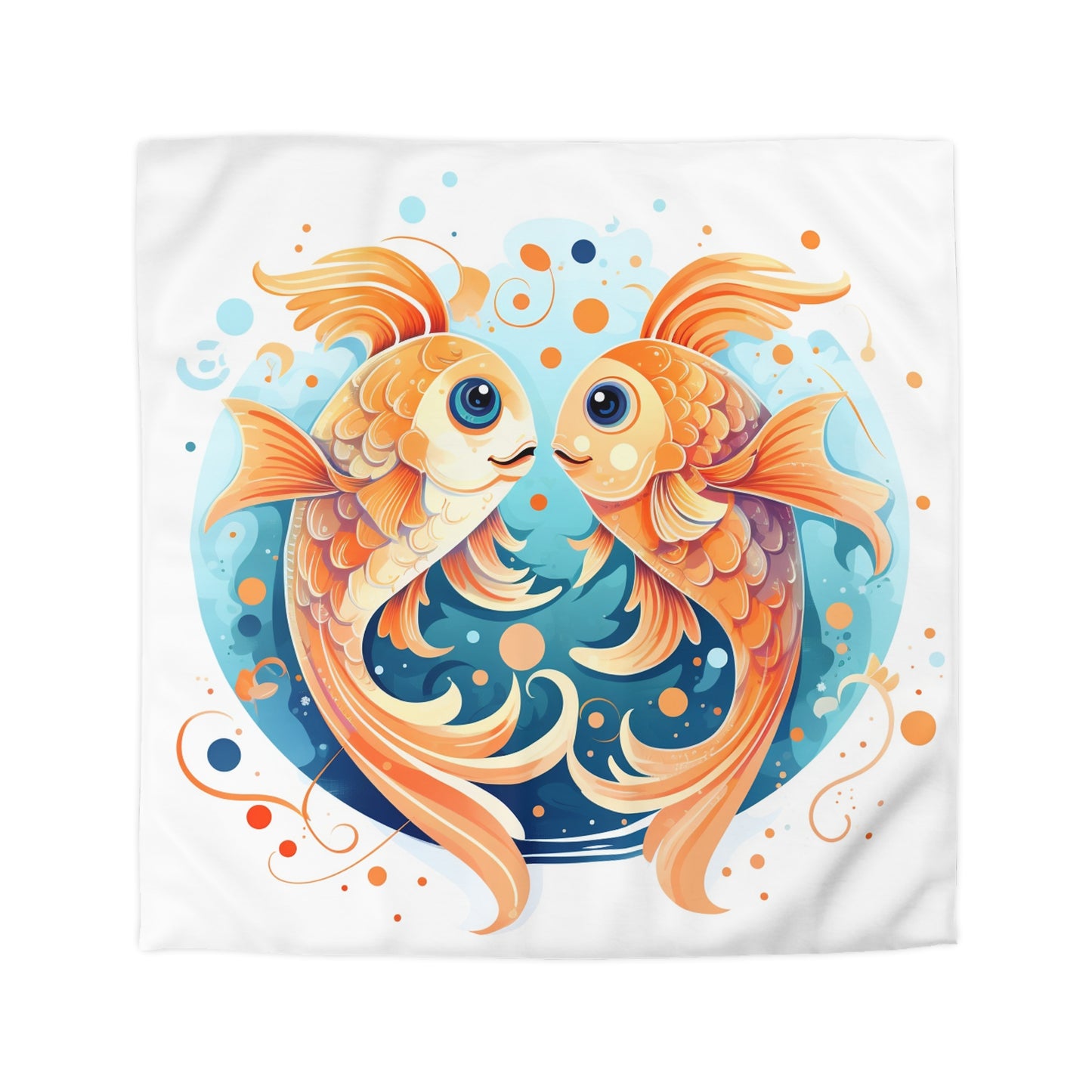 Charming Cartoon Fish Pisces - Dreamy Zodiac Illustration - Microfiber Duvet Cover