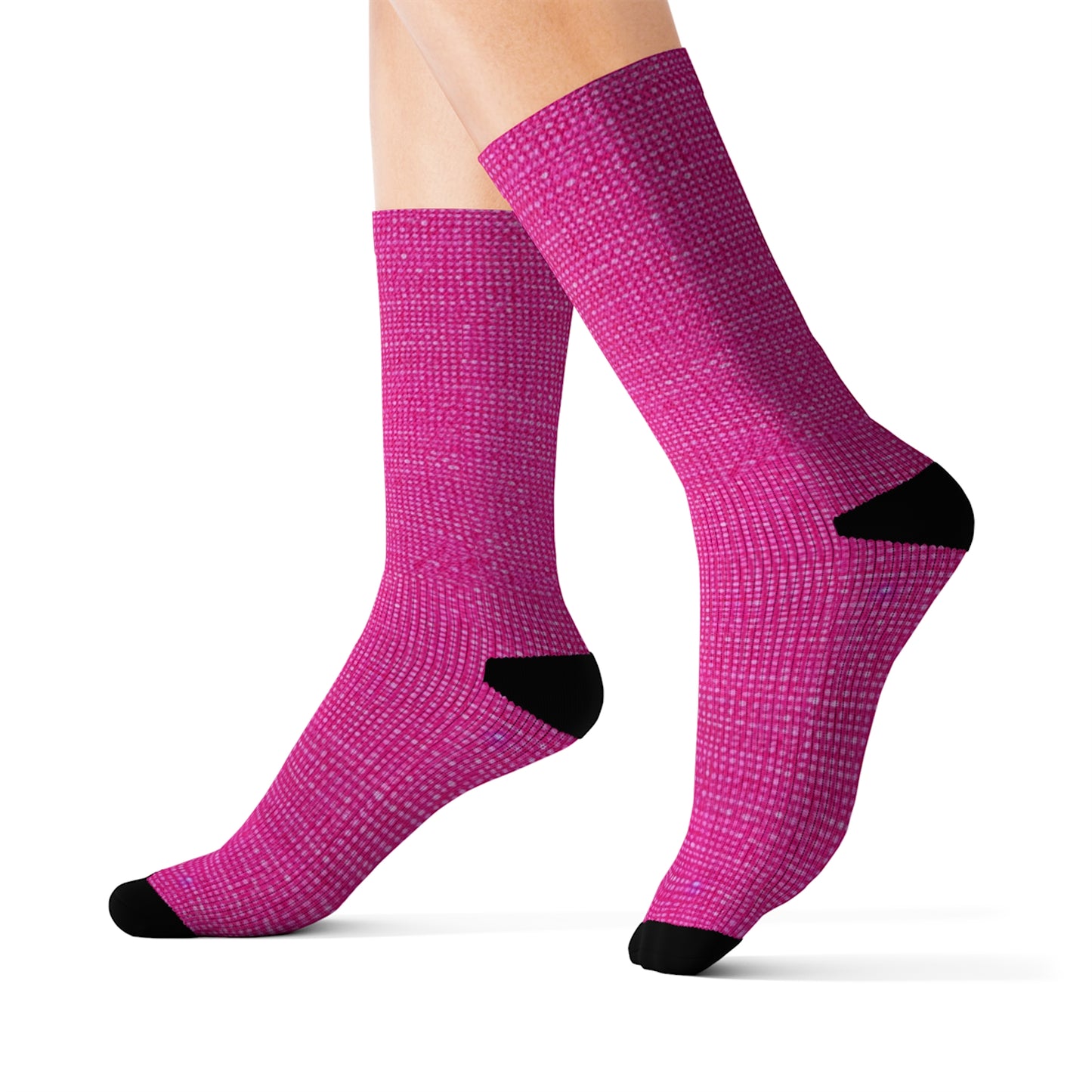 Hot Neon Pink Doll Like: Denim-Inspired, Bold & Bright Fabric - Sublimation Socks