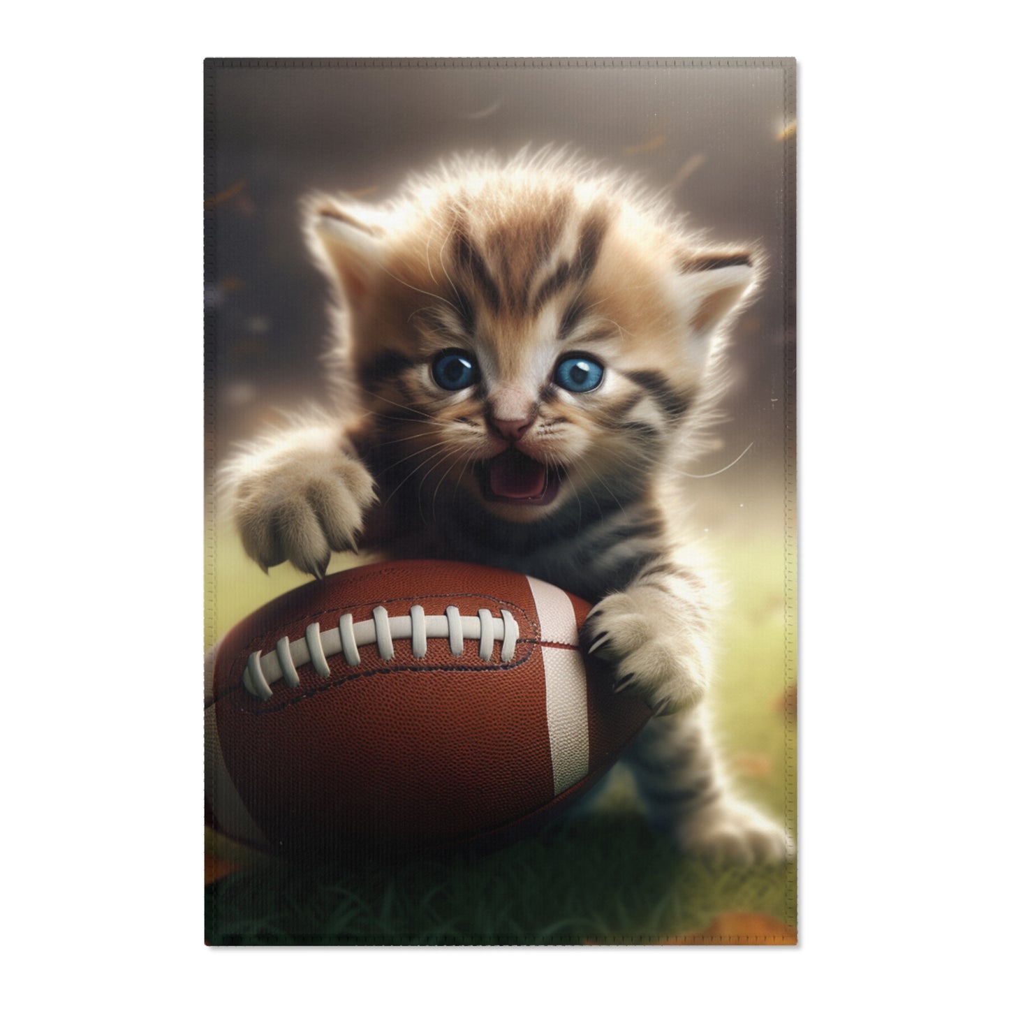 Football Kitten Touchdown: Tabby's Winning Play Sport Game - Area Rugs