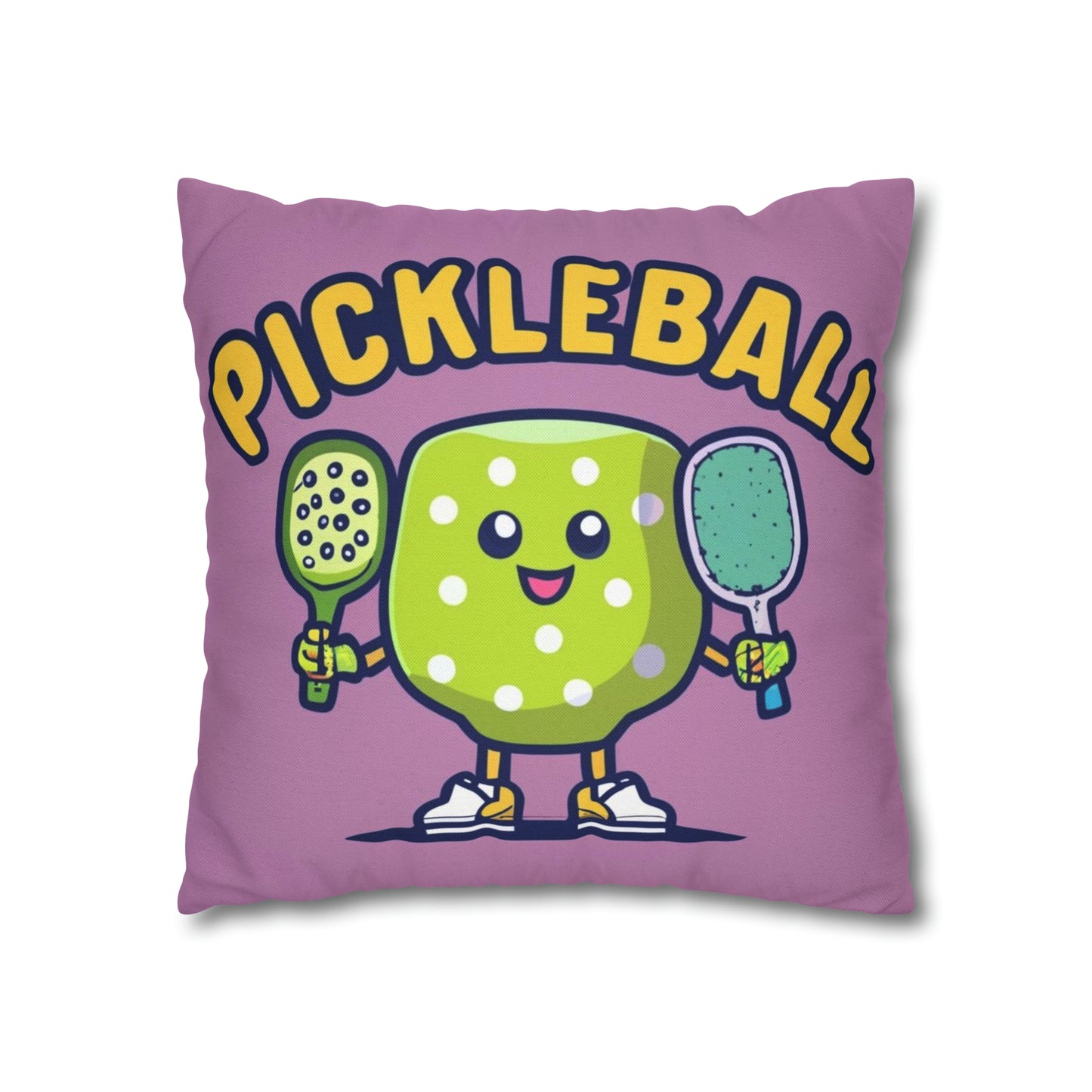 Pickleball Anime kawaii - Gráfico de dibujos animados - Personaje deportivo - Funda de almohada cuadrada de poliéster hilado 