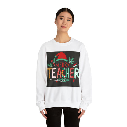 Merry Teacher Winter Holiday - Unisex Heavy Blend™ Crewneck Sweatshirt