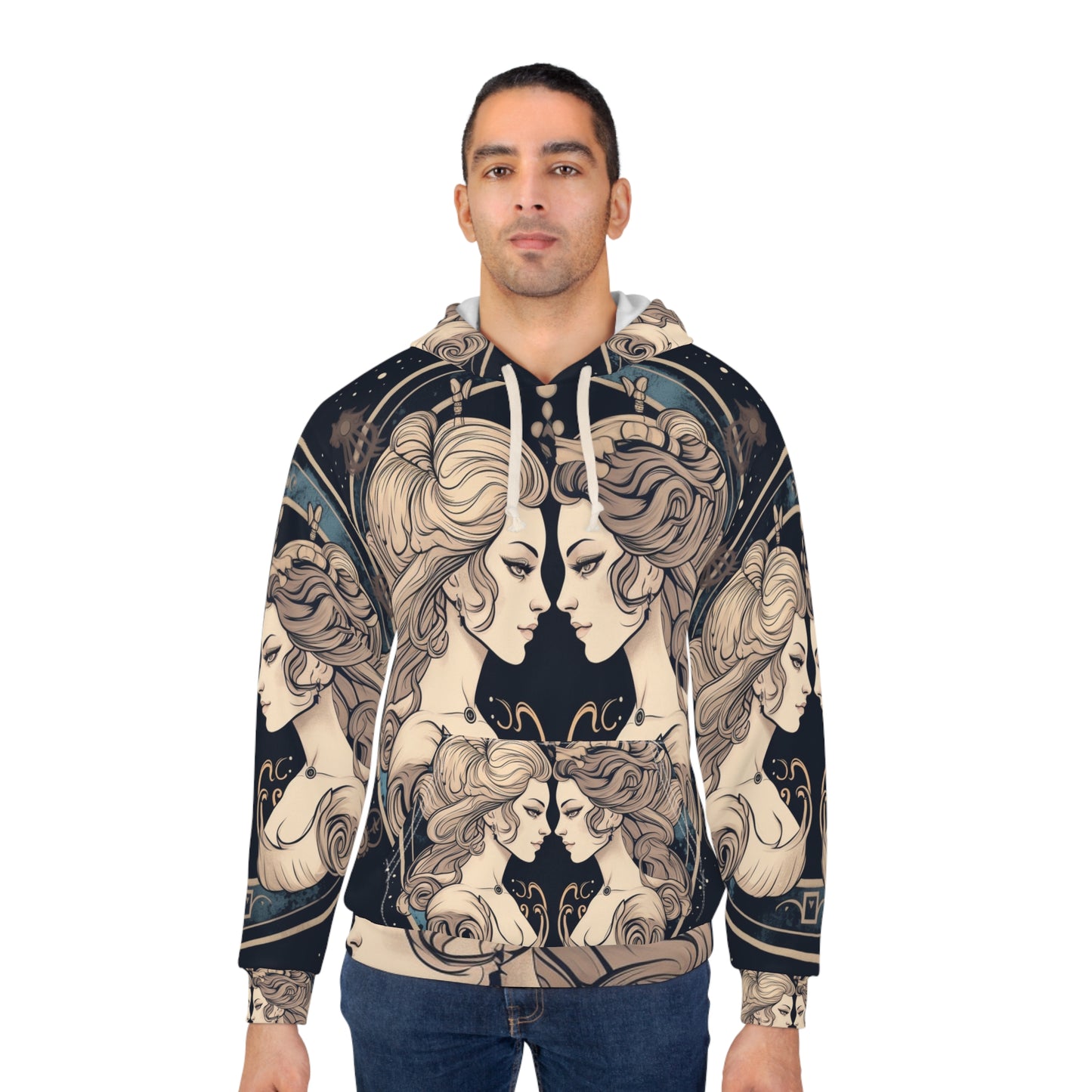 Duality of Gemini - Expressive Twins Zodiac - Unisex Pullover Hoodie (AOP)