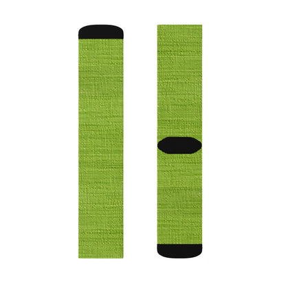 Lush Grass Neon Green: Denim-Inspired, Springtime Fabric Style - Sublimation Socks