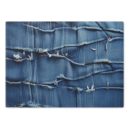 Midnight Blue Distressed Denim: Rugged, Torn & Stylish Design - Cutting Board