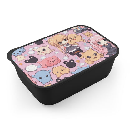 Kawaii Anime Girls: Cute and Adorable Manga Inspired Design - PLA Bento Box with Band and Utensils