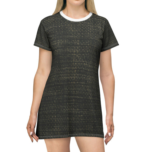 Sophisticated Seamless Texture - Black Denim-Inspired Fabric - T-Shirt Dress (AOP)