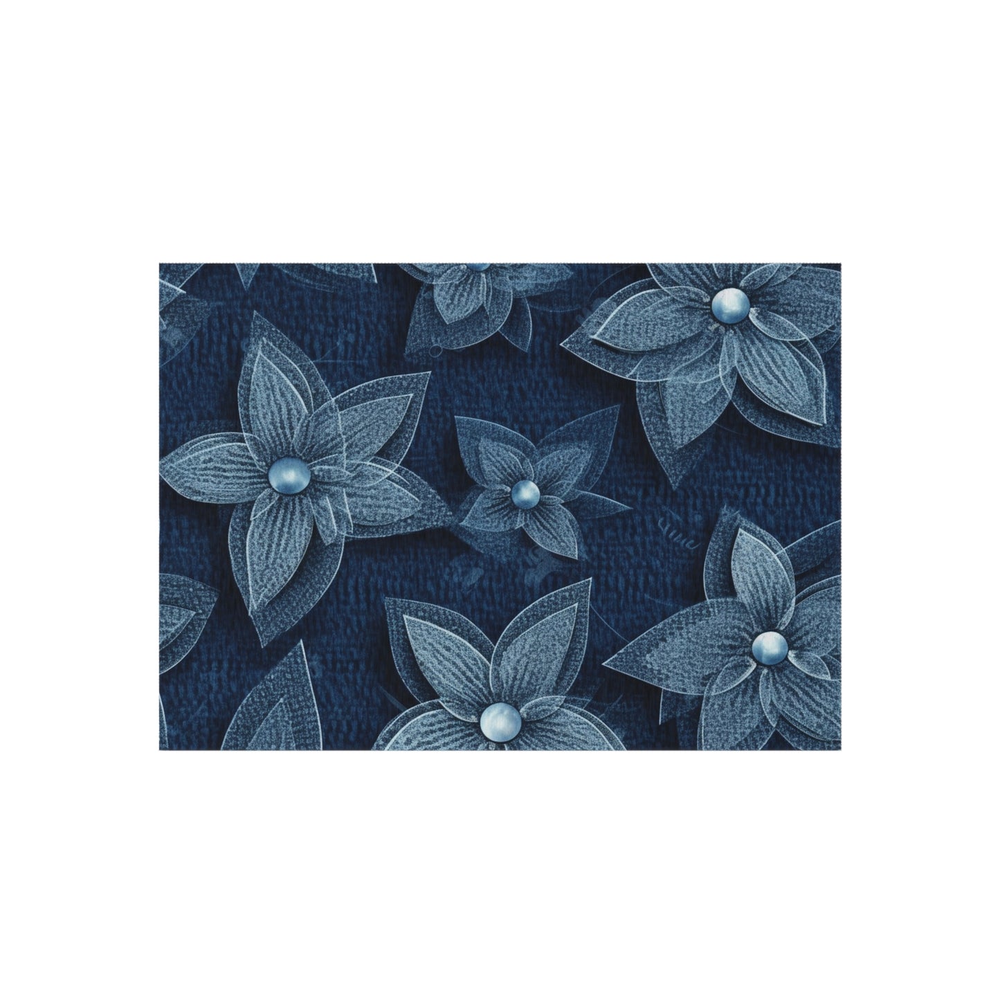 Hawaiian Flower Design - Denim-Inspired Decor Piece - Outdoor Rug