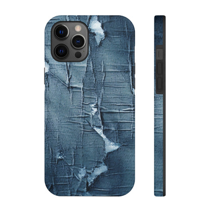 Distressed Blue Denim-Look: Edgy, Torn Fabric Design - Tough Phone Cases