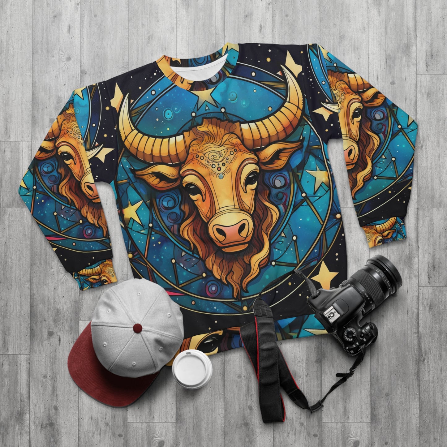 Taurus Constellation Zodiac Sign Astrology Cosmic Art - Unisex Sweatshirt (AOP)