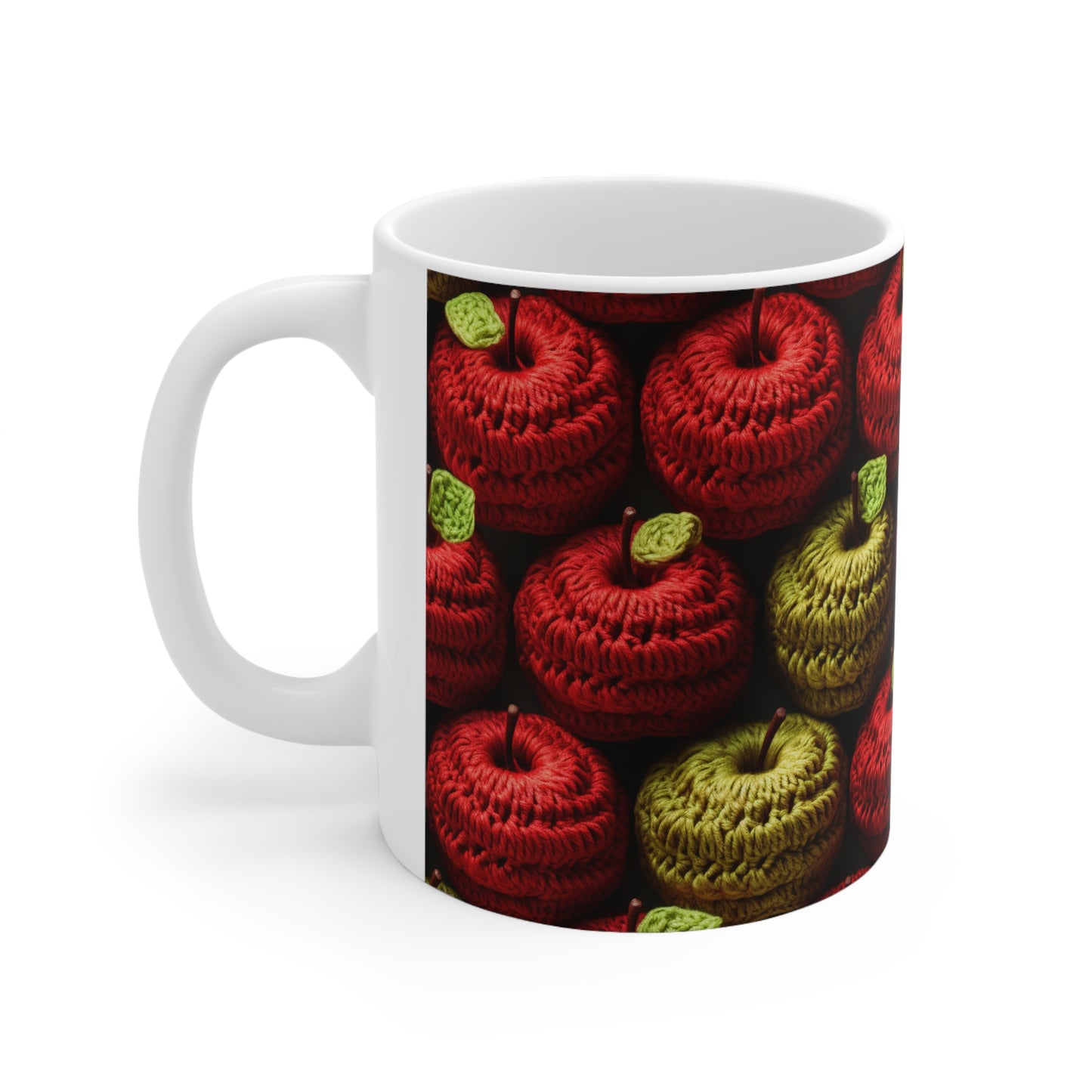 Crochet Apple Amigurumi - Big American Red Apples - Healthy Fruit Snack Design - Ceramic Mug 11oz