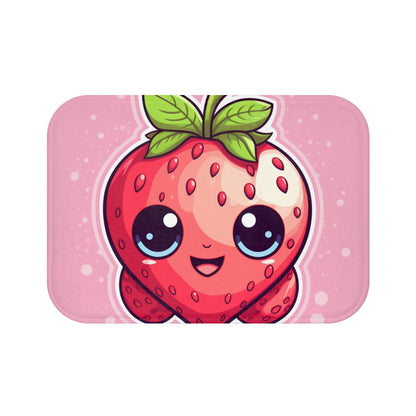 Kawaii Strawberry Adventure - Anime clásico de fruta japonesa tradicional - Obra de arte Otaku - Alfombra de baño