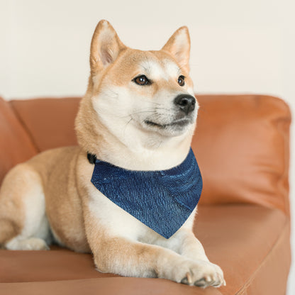 Dark Blue: Distressed Denim-Inspired Fabric Design - Pet Bandana Collar