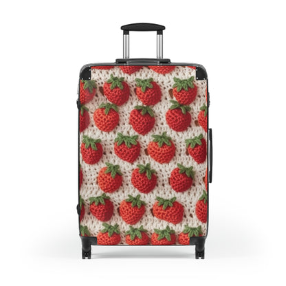 Strawberry Traditional Japanese, Crochet Craft, Fruit Design, Red Berry Pattern - Suitcase