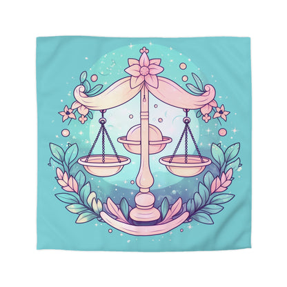 Astrología Libra - Iluminación suave y símbolo del signo del zodíaco en colores pastel - Funda nórdica de microfibra 