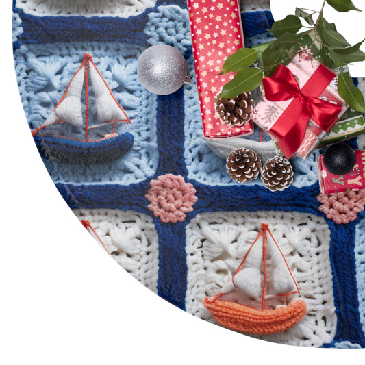 Crochet Boat Ship Sea Vessel Ocean Beach Travel Yacht Design - Christmas Tree Skirts