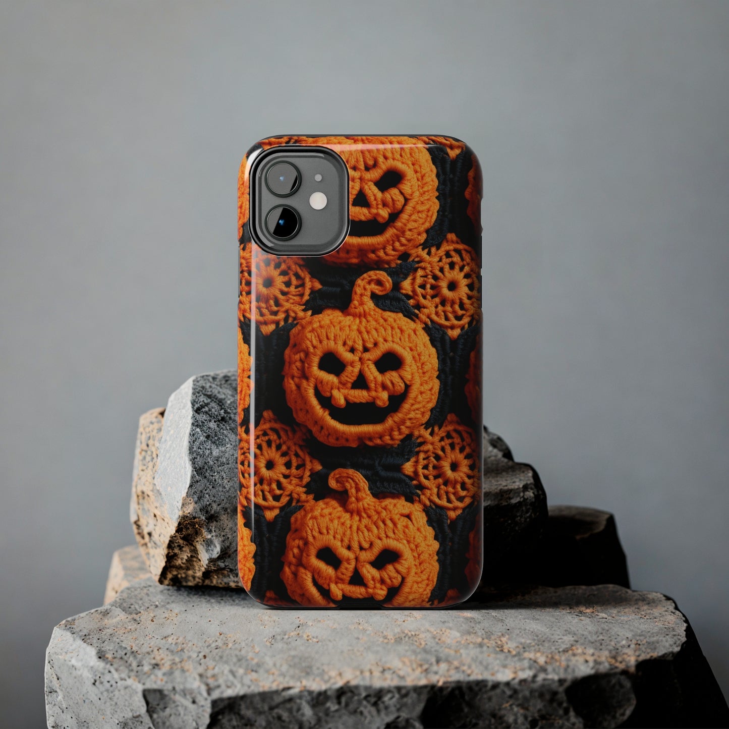 Halloween Crochet Pumpkin Scary Horror Festive Holiday Pattern - Tough Phone Cases