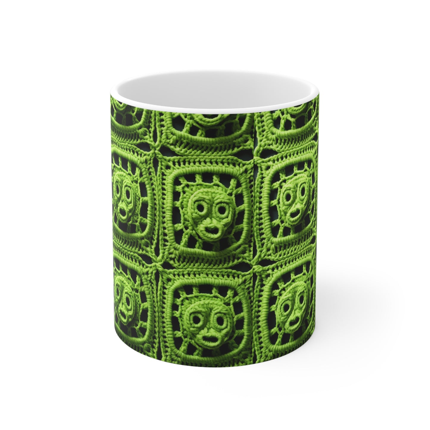 Halloween Green Alien Crochet Galactic Space Zombie Style - Taza de cerámica 11oz 