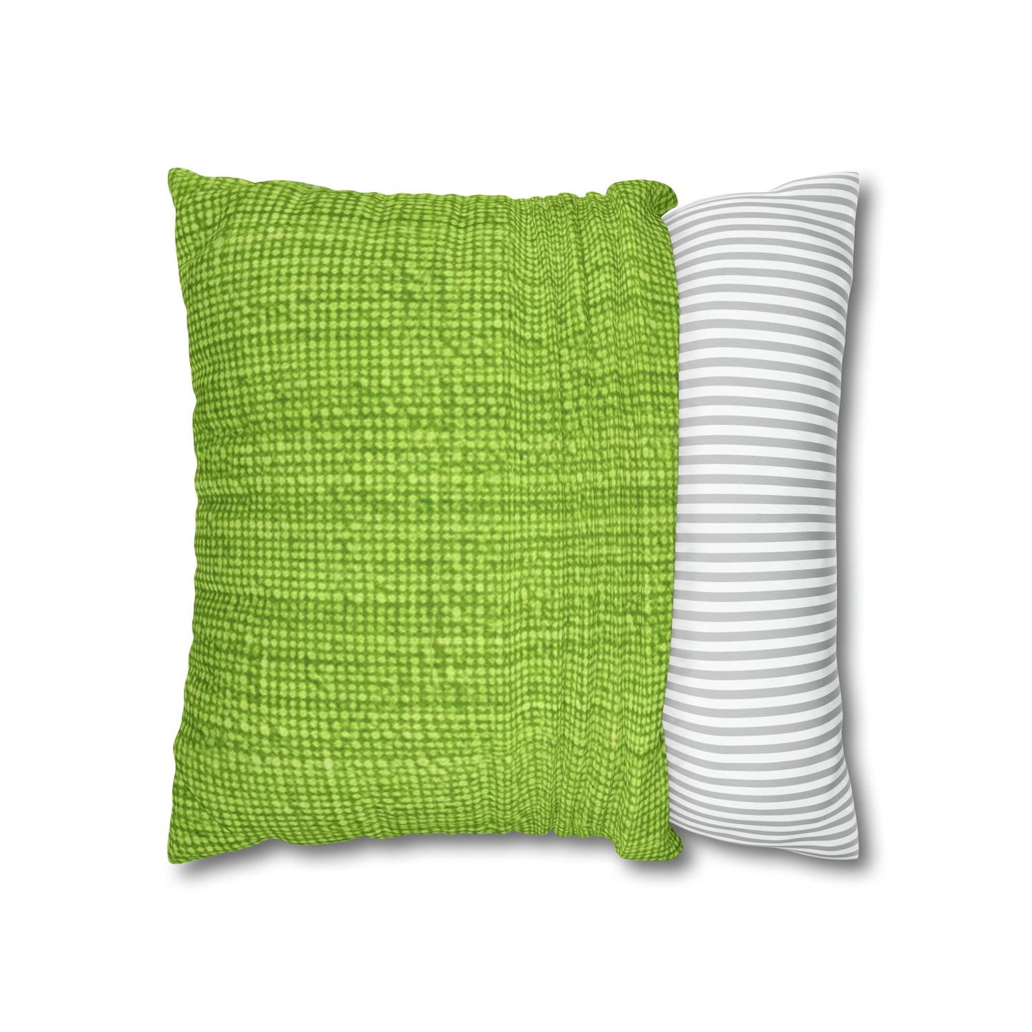 Lush Grass Neon Green: estilo de tela primaveral inspirado en la mezclilla - Funda de almohada cuadrada de poliéster hilado