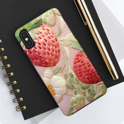 Red Berry Strawberries - Embroid Fruit - Healthy Crop Feast Food Design - Tough Phone Cases