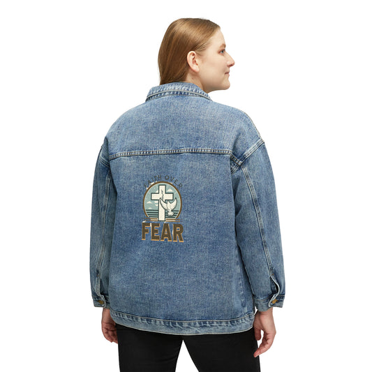 Faith Over Fear, Graphic, Christian Gift, Women's Denim Jacket