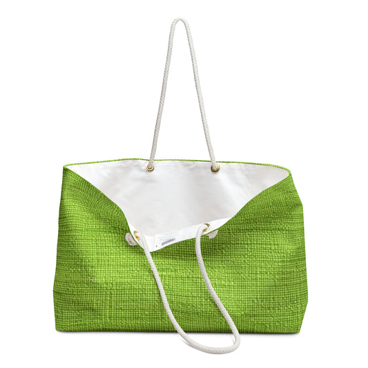 Lush Grass Neon Green: Denim-Inspired, Springtime Fabric Style - Weekender Bag