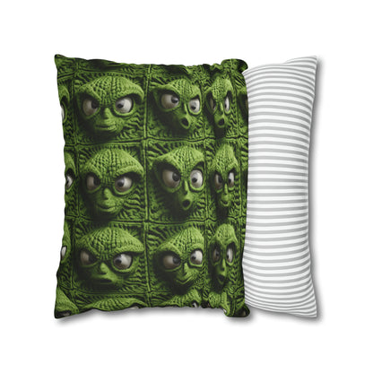 Alien Granny Square Crochet - Galacitc Space Sci fi Fantasy Theme - Spun Polyester Square Pillow Case