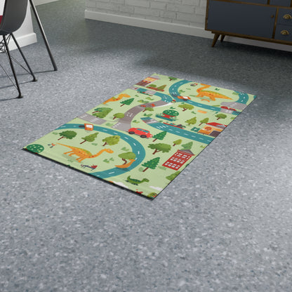 Jurassic Adventure: Children's Dinosaur Town, Vehicle Roadway Play - Dobby Rug