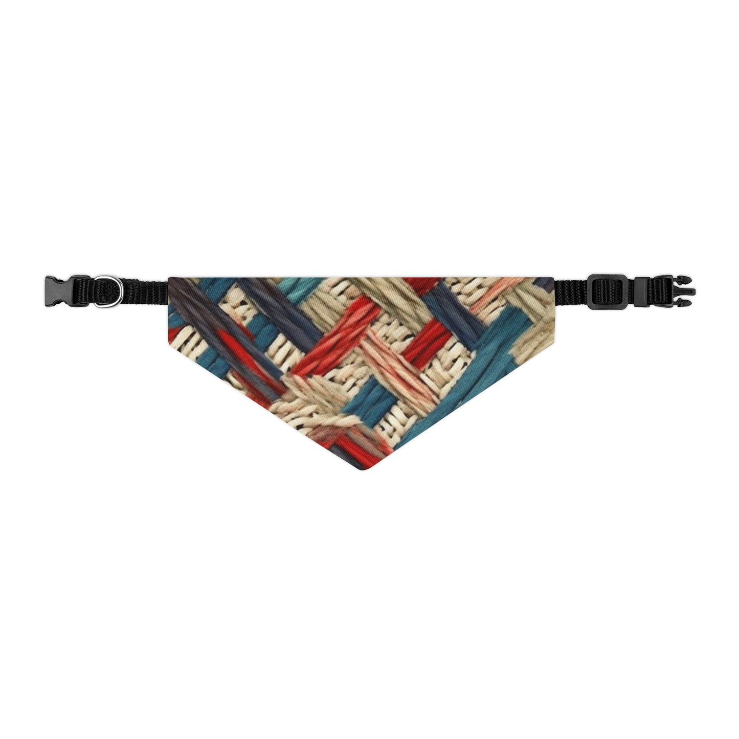 Colorful Yarn Knot: Denim-Inspired Fabric in Red, White, Light Blue - Dog & Pet Bandana Collar