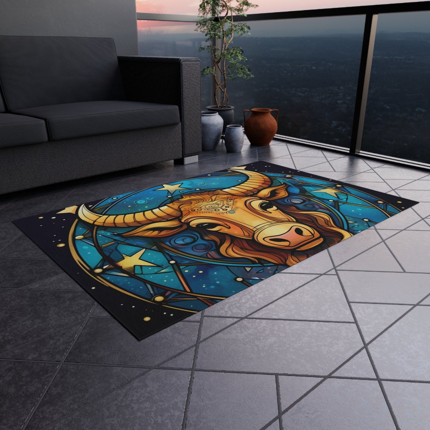 Taurus Constellation Zodiac Sign Astrology Cosmic Art - Outdoor Rug