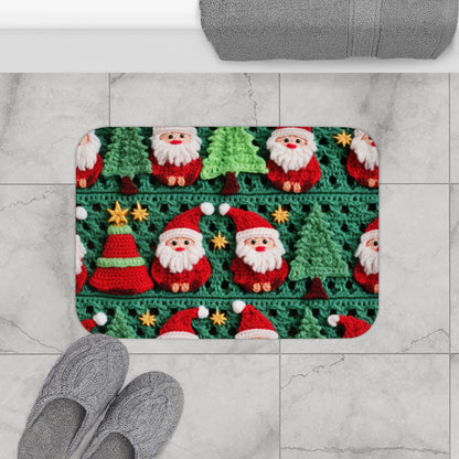 Patrón de ganchillo de Papá Noel, diseño navideño, decoración festiva, motivo de Papá Noel. Perfecto para la celebración navideña - Alfombra de baño