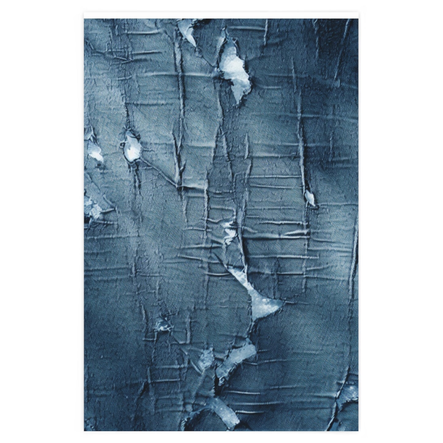 Distressed Blue Denim-Look: Edgy, Torn Fabric Design - Wrapping Paper