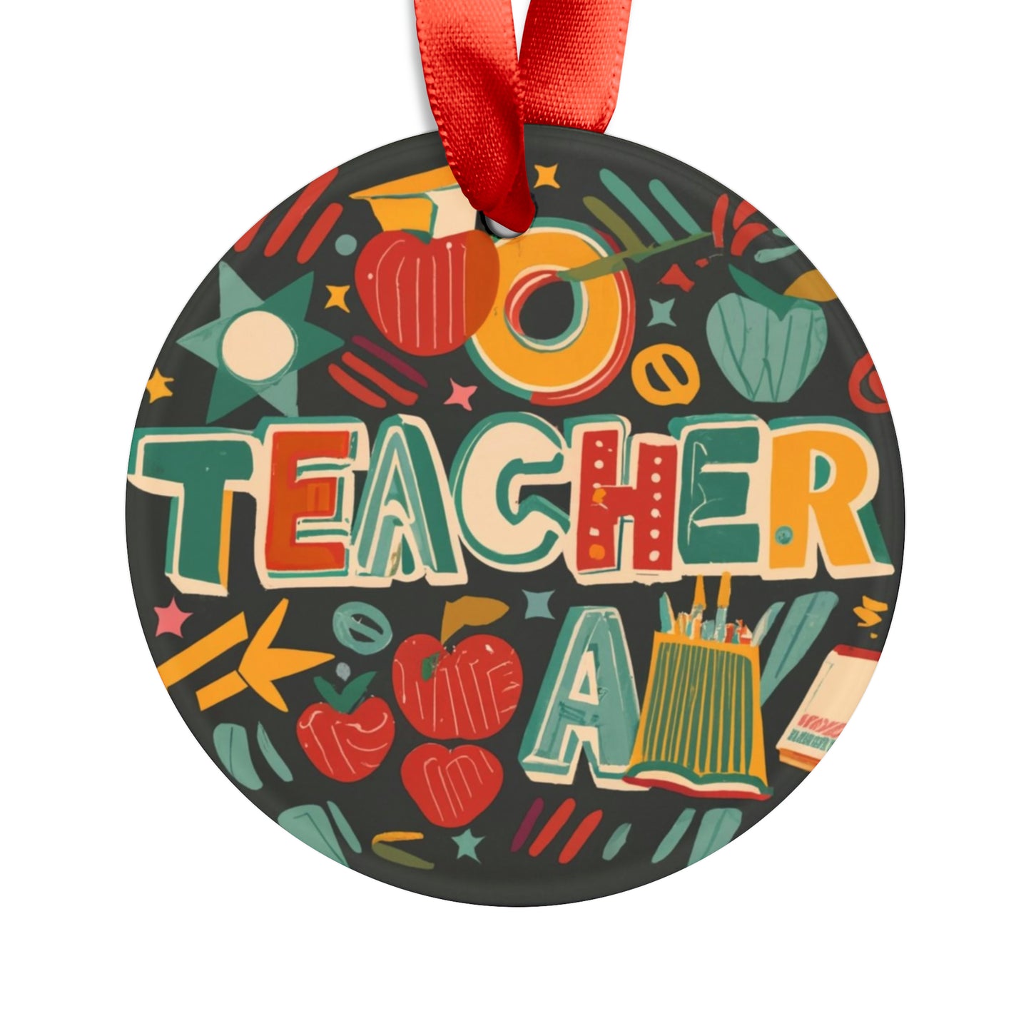 Classic Teacher Flashback Schoolroom School Gift - Acrylic Ornament with Ribbon