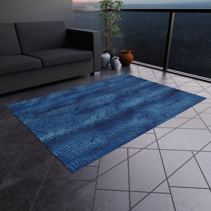 Blue Spectrum: Denim-Inspired Fabric Light to Dark - Outdoor Rug