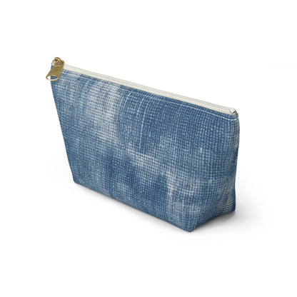 Faded Blue Washed-Out: Denim-Inspired, Style Fabric - Accessory Pouch w T-bottom