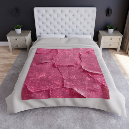 Distressed Neon Pink: Edgy, Ripped Denim-Inspired Doll Fabric - Crushed Velvet Blanket