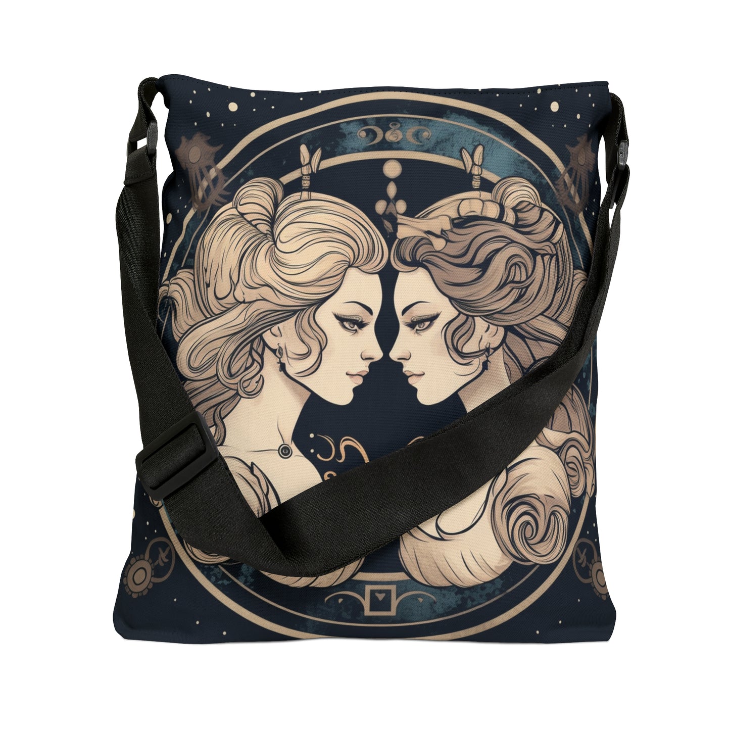 Duality of Gemini - Expressive Twins Zodiac - Adjustable Tote Bag (AOP)