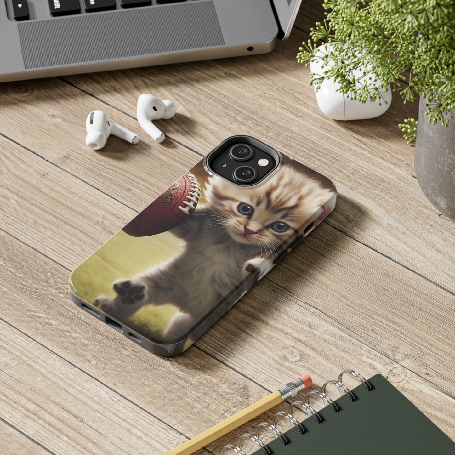 Football Kitty Fantasy: Feline Cat American Sport Quarterback - Tough Phone Cases