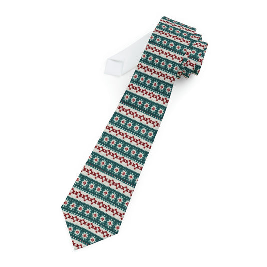 Christmas Knit Crochet Holiday, Festive Yuletide Pattern, Winter Season - Necktie