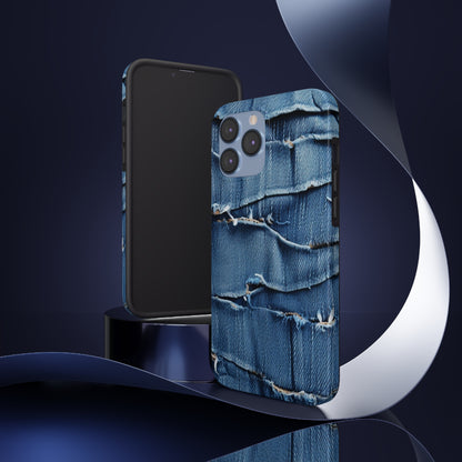 Midnight Blue Distressed Denim: Rugged, Torn & Stylish Design - Tough Phone Cases