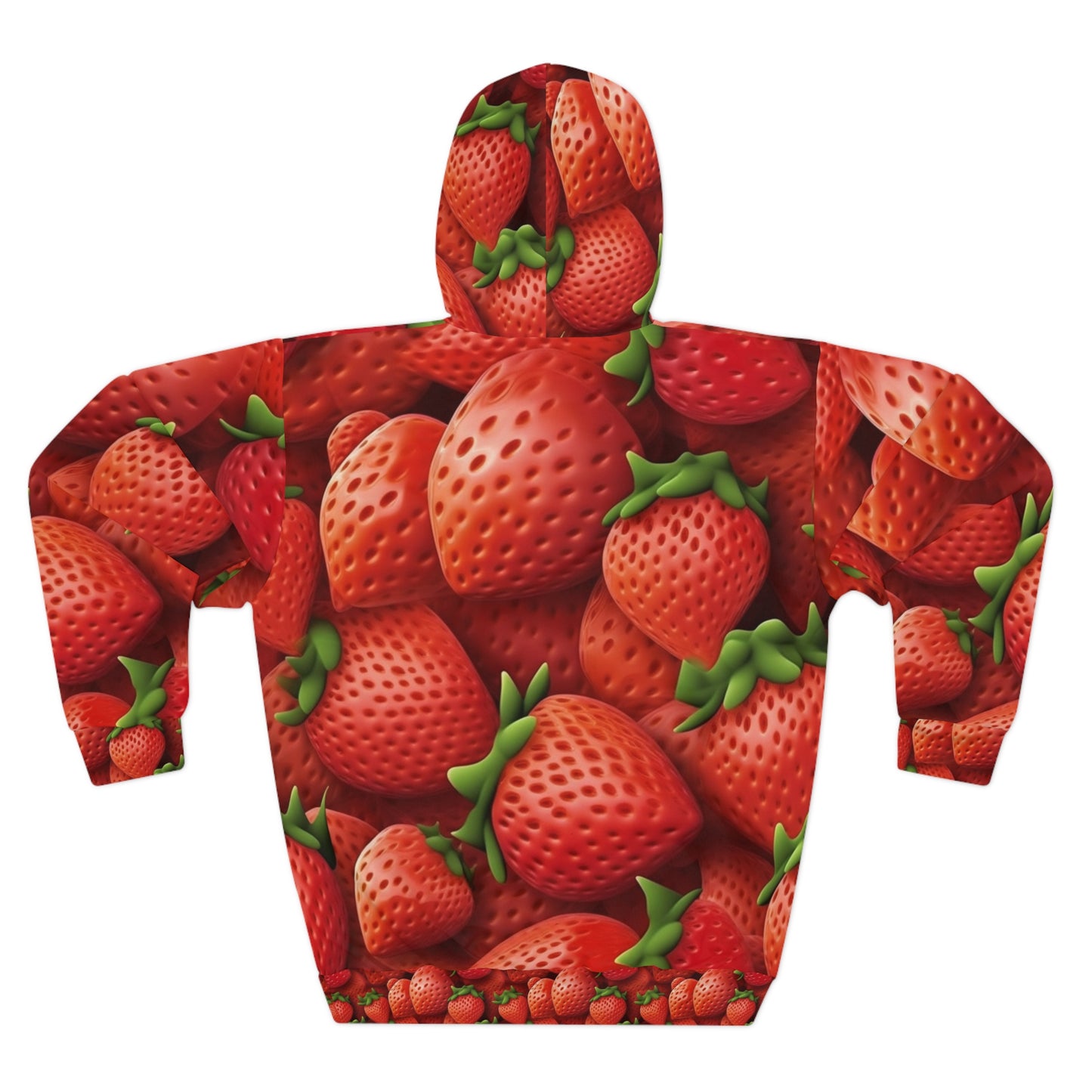 Garden Strawberries- Wild Sweet Gourmet - Farm Growing Ripe Red Fruit -Unisex Pullover Hoodie (AOP)