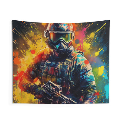 Paintball Game Sport: Professional Action Shot Target Player - Indoor Wall Tapestries