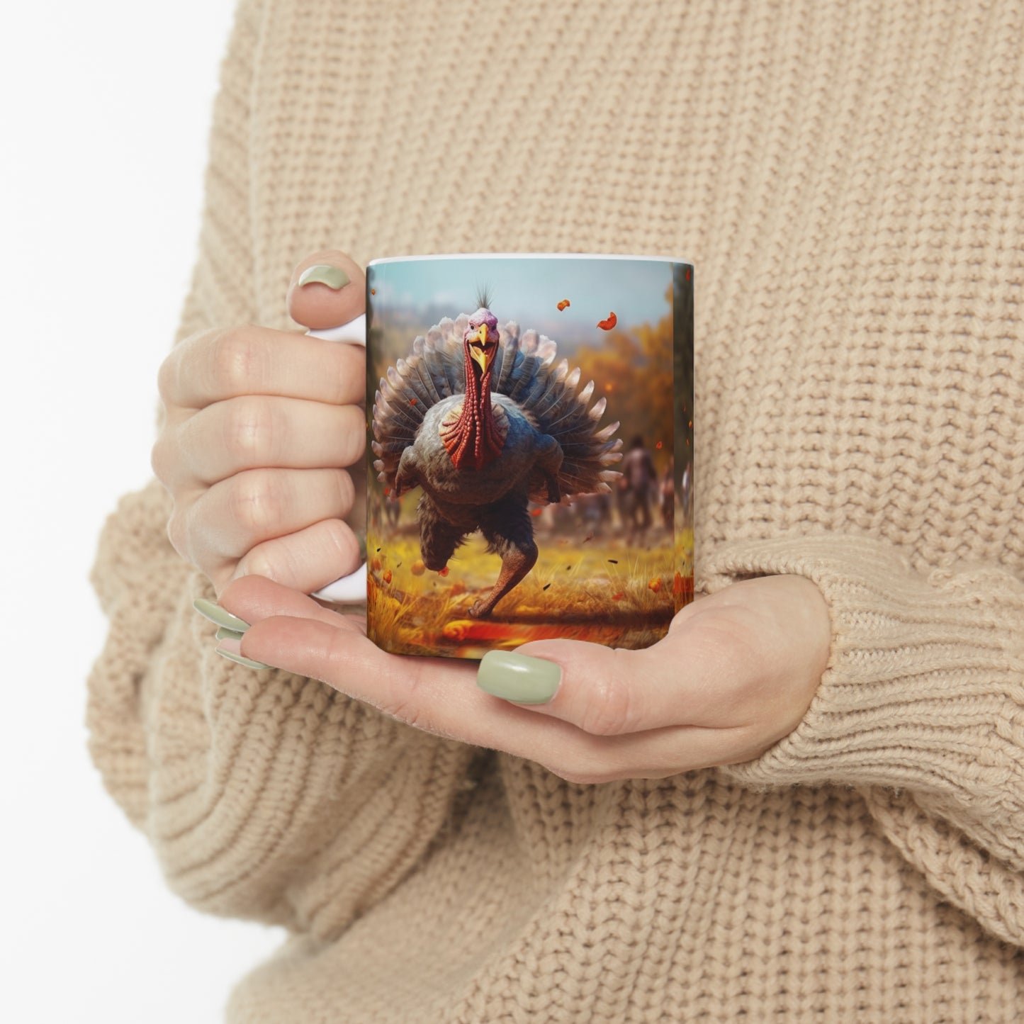 Thanksgiving Trot Turkey Run Athlete Sprint Racer Holiday Feast Dinner - Ceramic Mug 11oz