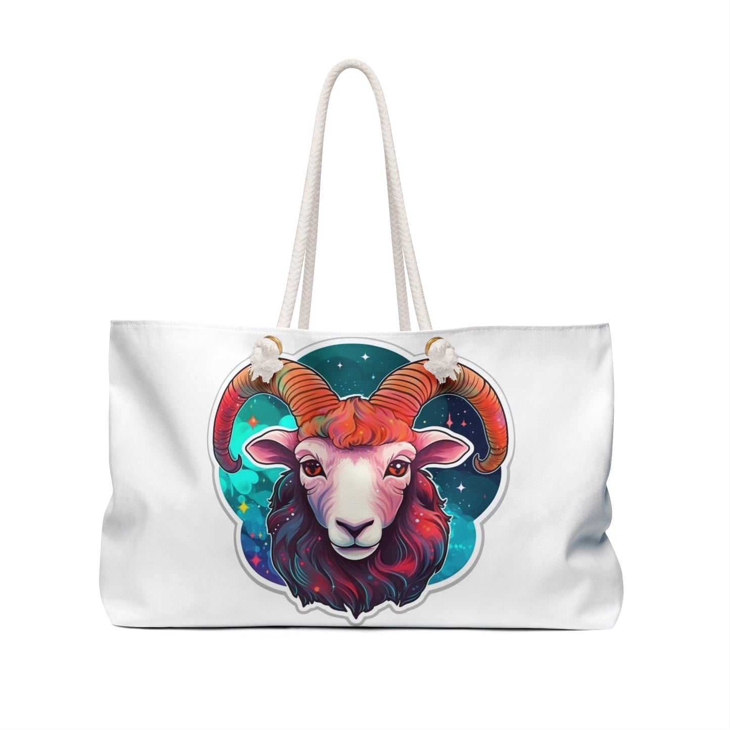 Aries Zodiac Sign - Vivid & Bright Color Cosmic Astrology Symbol - Weekender Bag