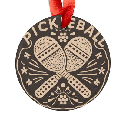 Pickleball Boho Bohemian - Sport Graphic Gift - Acrylic Ornament with Ribbon