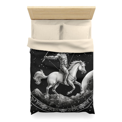 Diseño de arquero blanco y negro del zodiaco Sagitario - Funda nórdica de microfibra