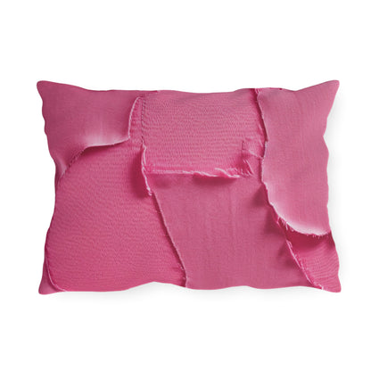 Distressed Neon Pink: Edgy, Ripped Denim-Inspired Doll Fabric - Outdoor Pillows