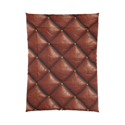 Brown Leather Cognac Pattern Rugged Durable Design Style - Bed Comforter