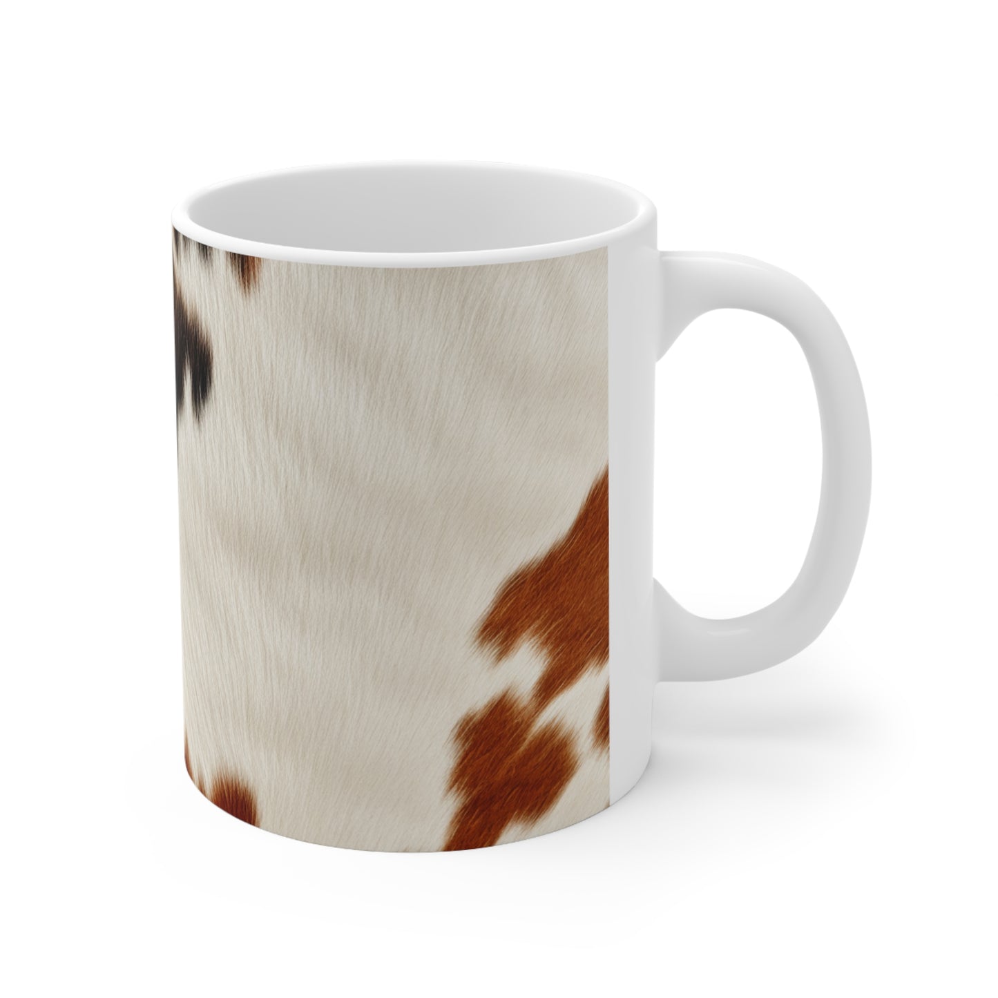 Hair Cowhide Leather Natural Design Tough Durable Rugged Style - Ceramic Mug 11oz