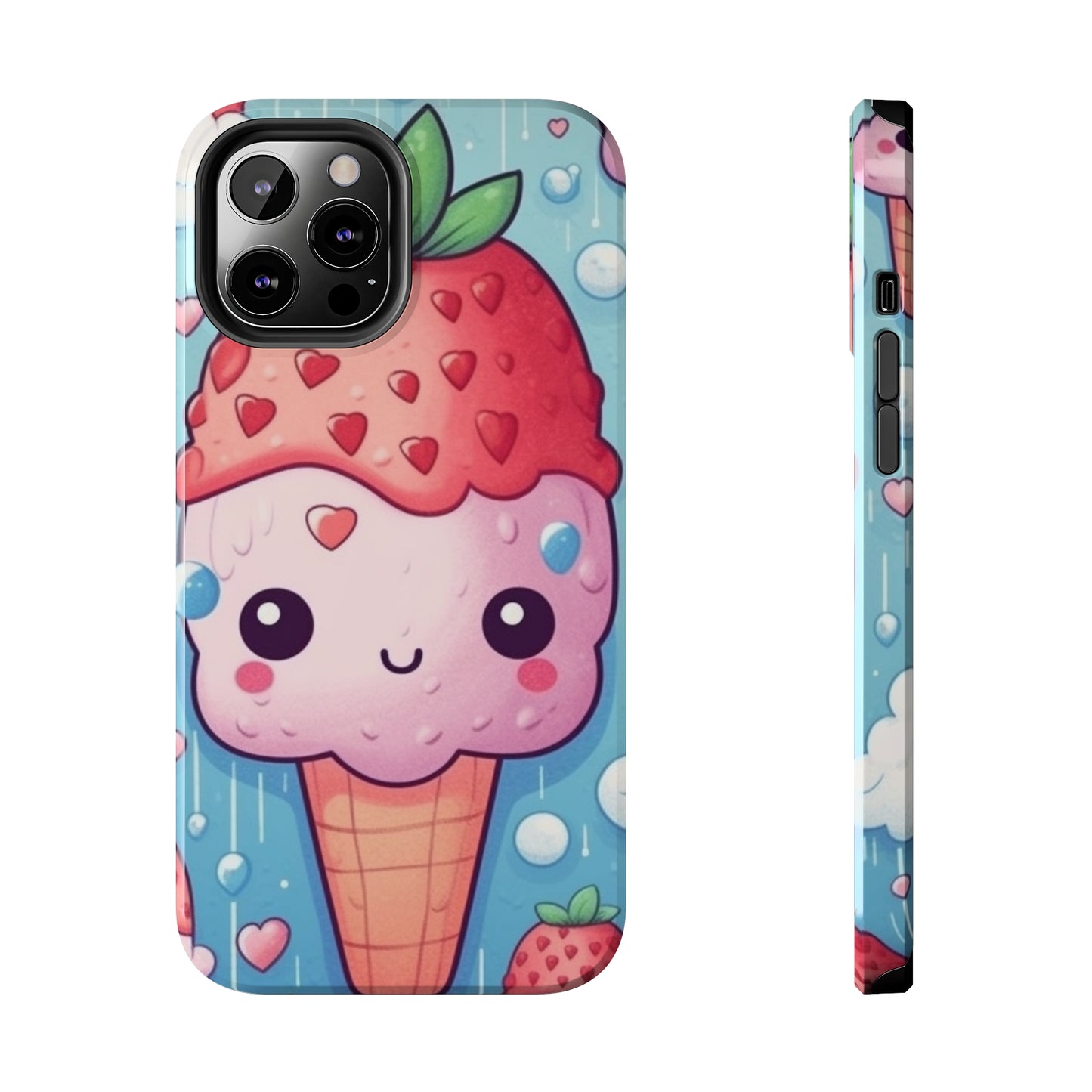 Kawaii Strawberry Sundae Cone - Traditional Japanese Anime Dessert Delight - Sweet Berry Otaku Gift - Tough Phone Cases