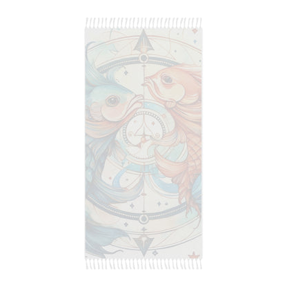 Pisces Zodiac Horoscope - Starry Watercolor & Ink, Hyper-Detailed Fish Boho Beach Cloth